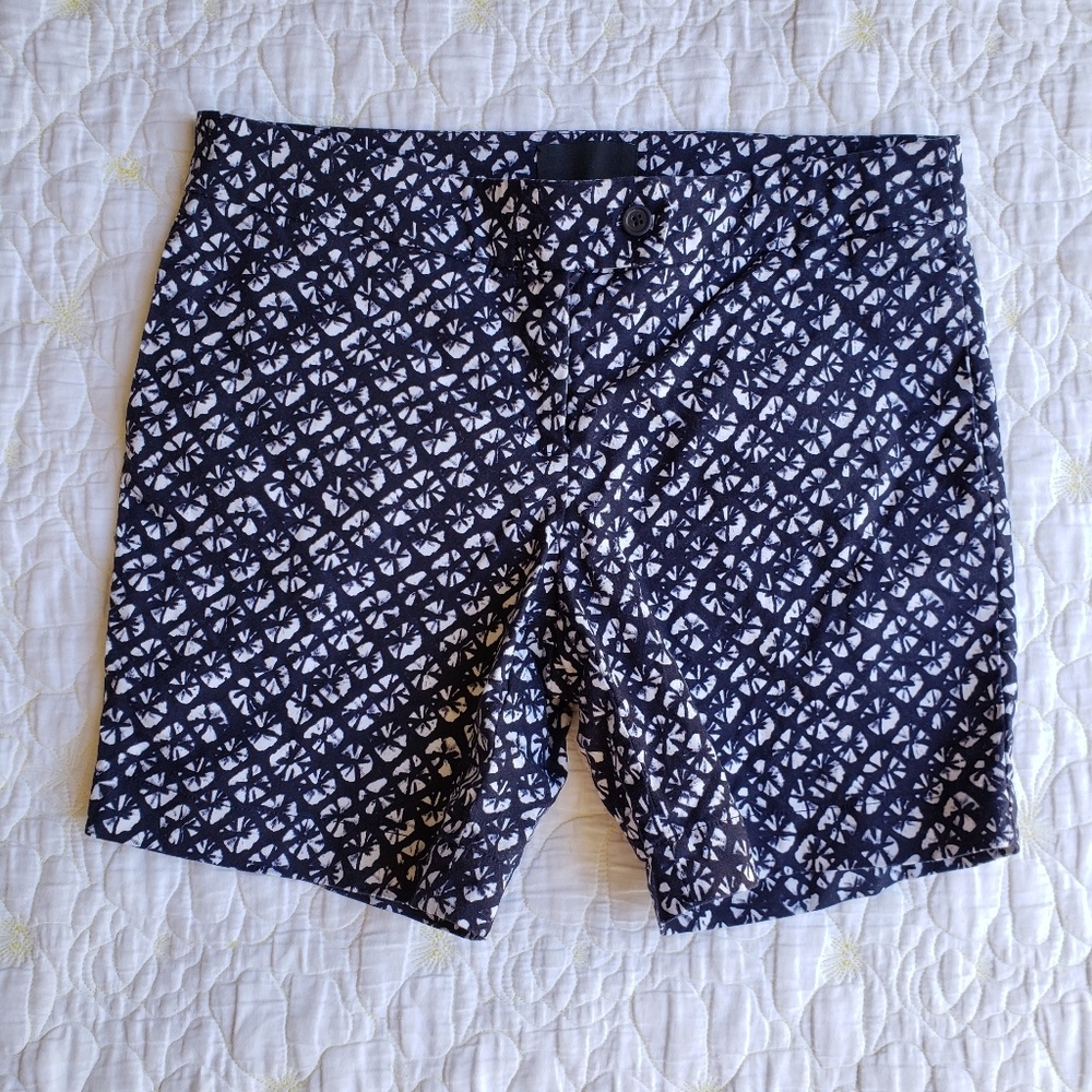Cynthia Rowley Indigo White Batik Printed Shorts